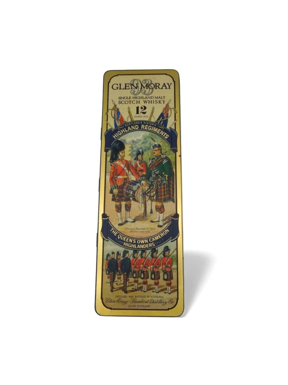 Glen Moray 12 Year Scotch Whisky Tin Box Queens Own Cameron Highland 12"